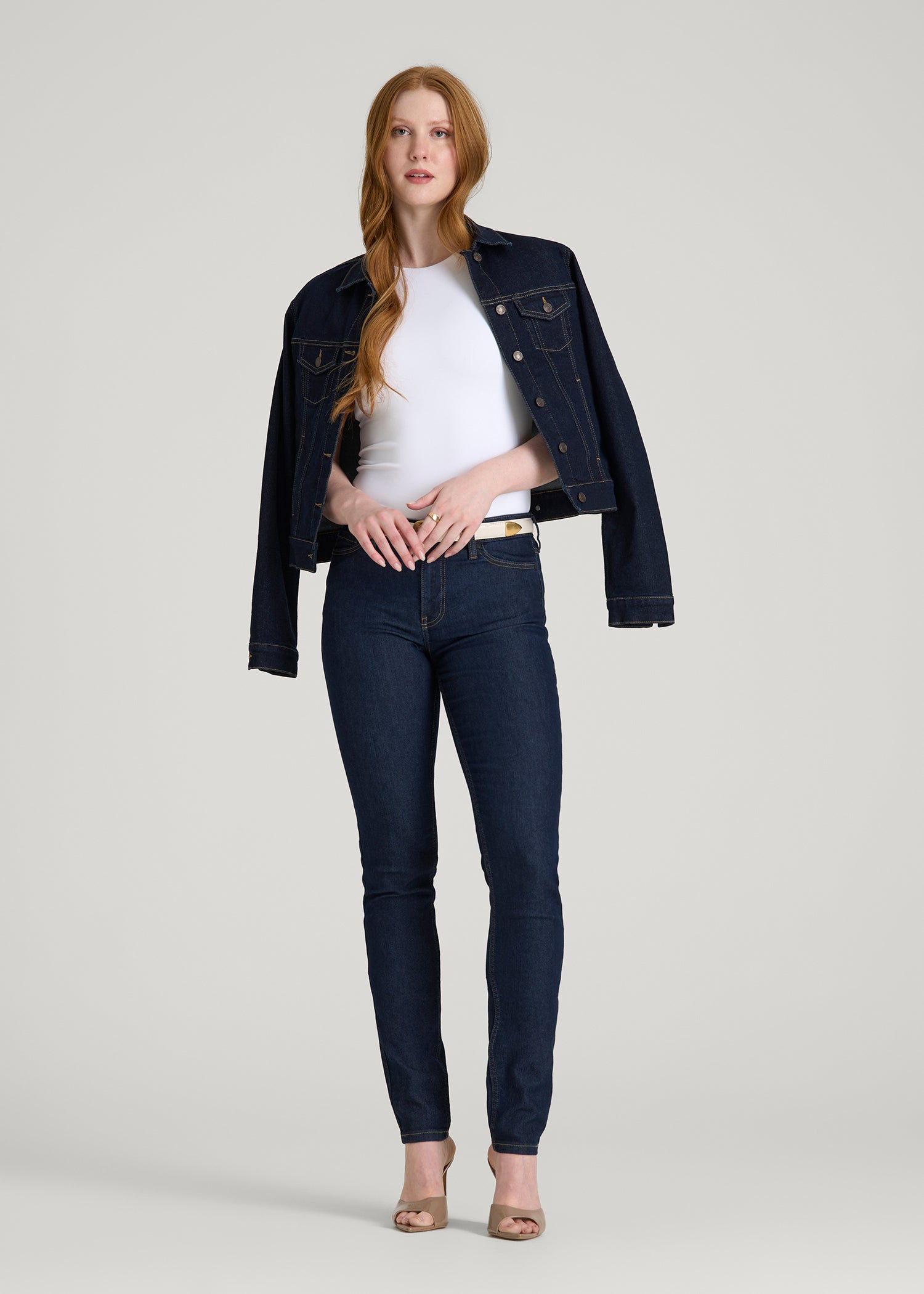American Tall Online Shop | Sarah Mid-Rise Skinny Jeans for Tall Women in Deep Indigo Wash