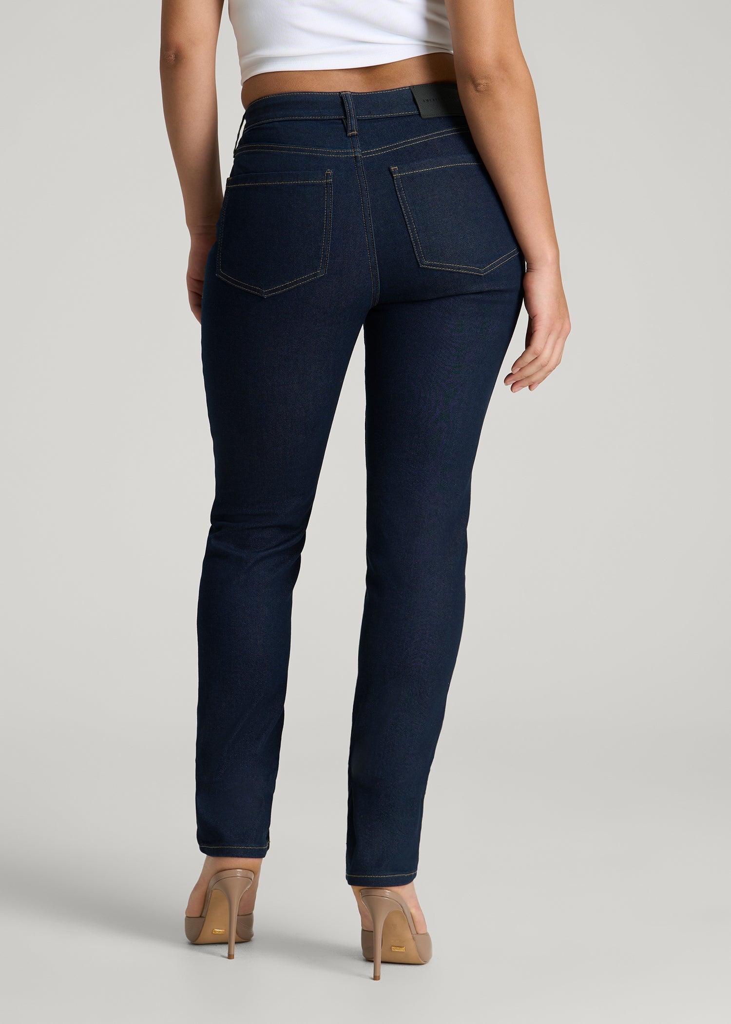 American Tall Discount | Curve High Rise Skinny Leg Jeans for Tall Women in Deep Indigo Wash
