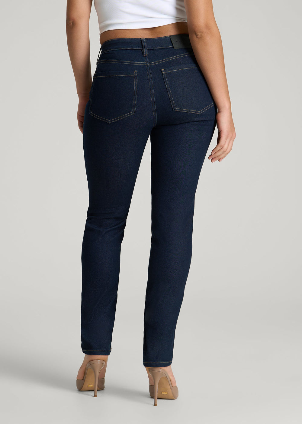 American Tall Discount | Curve High Rise Skinny Leg Jeans for Tall Women in Deep Indigo Wash
