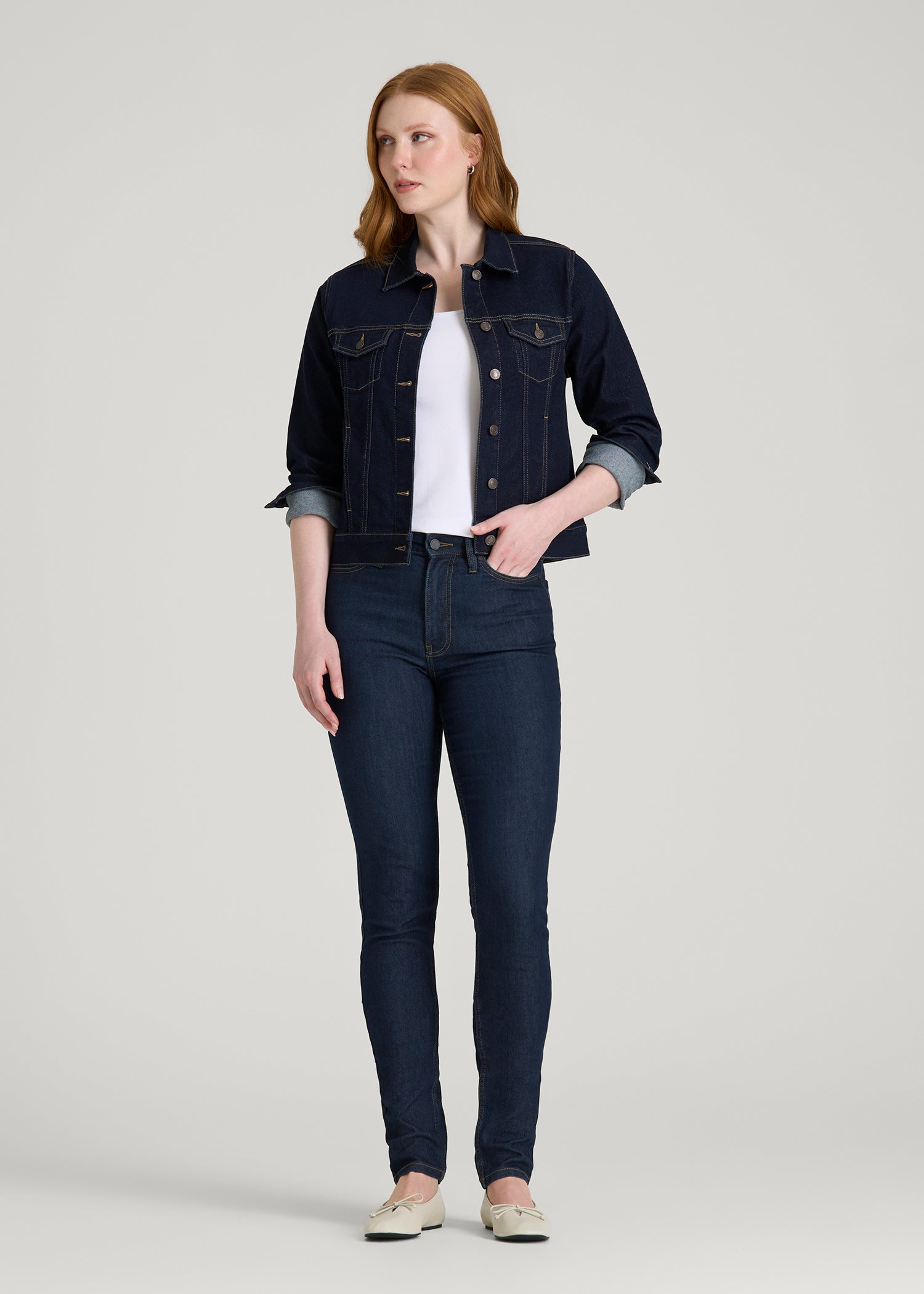 American Tall Sale | Georgia High-Rise Skinny Jeans for Tall Women in Deep Indigo Wash