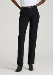 American Tall Outlet | Mid-Rise Straight Fit Jeans for Tall Women in Optimum Black