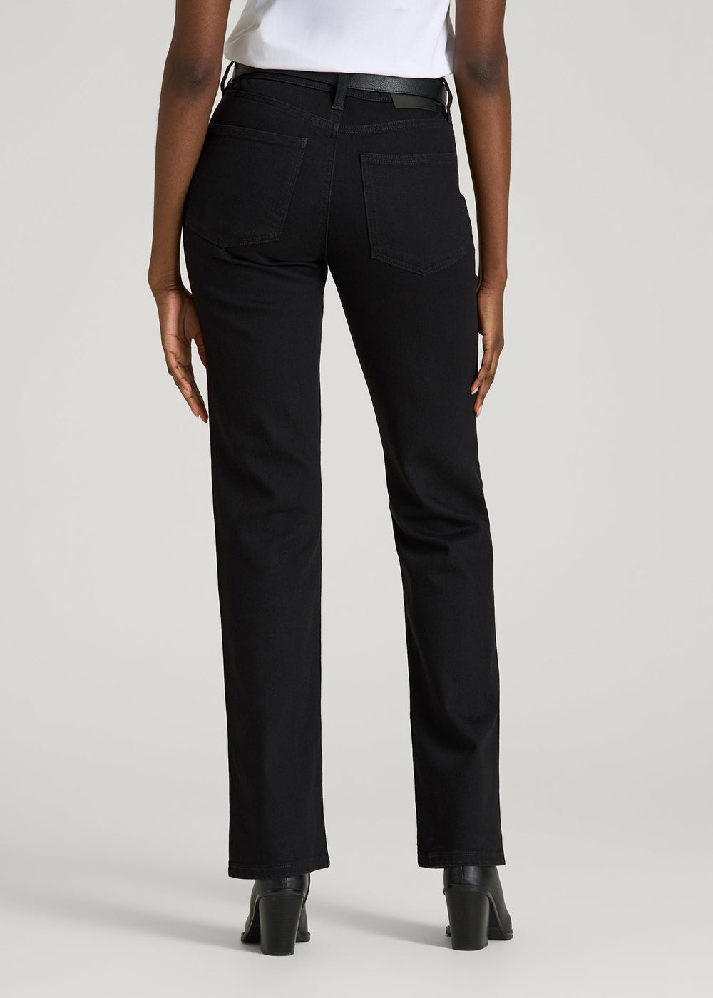 American Tall Outlet | Mid-Rise Straight Fit Jeans for Tall Women in Optimum Black