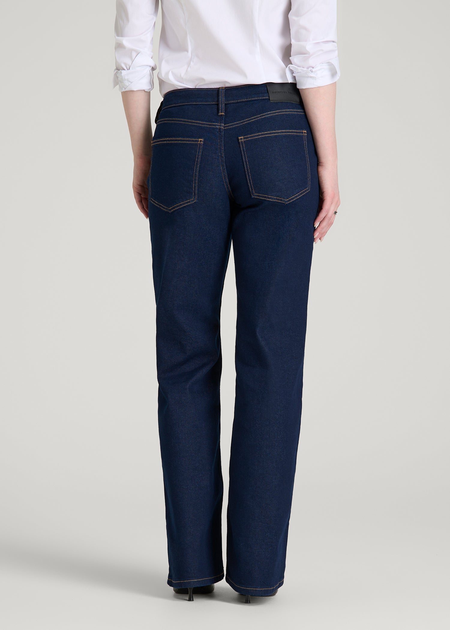 American Tall For Sale | Mid-Rise Relaxed Fit Jeans for Tall Women in Deep Indigo Wash