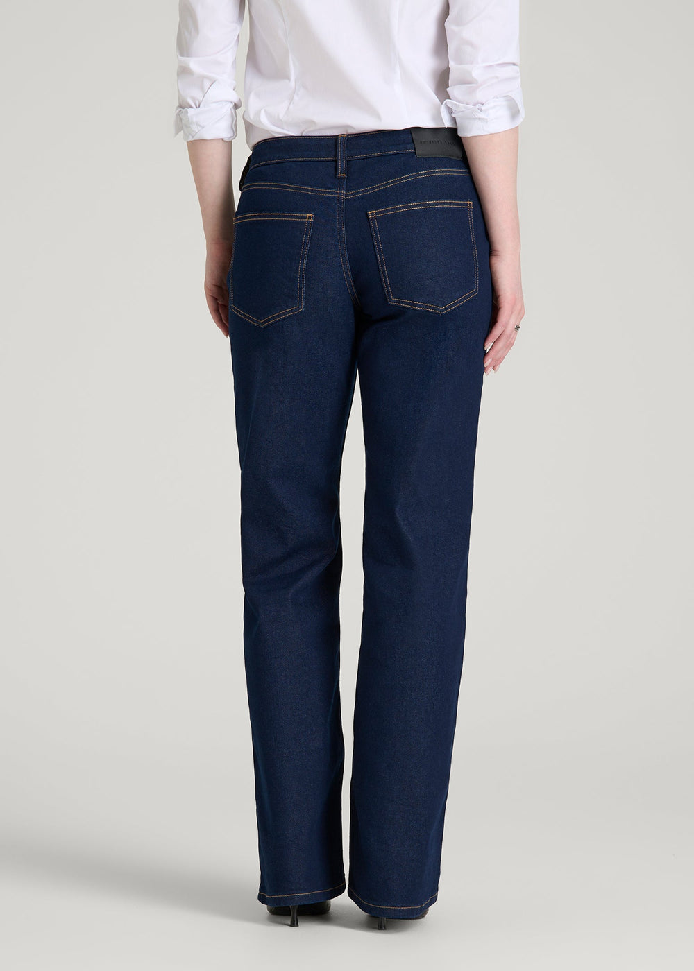 American Tall For Sale | Mid-Rise Relaxed Fit Jeans for Tall Women in Deep Indigo Wash