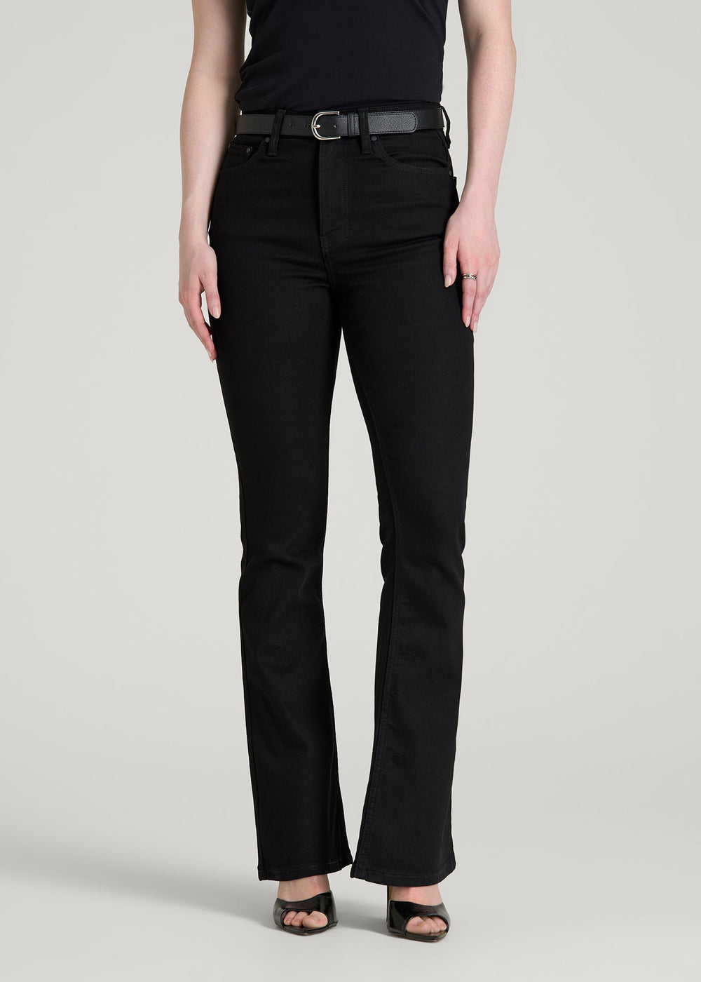 American Tall Discount | Chloe High Rise Flare Jeans for Tall Women in Optimum Black