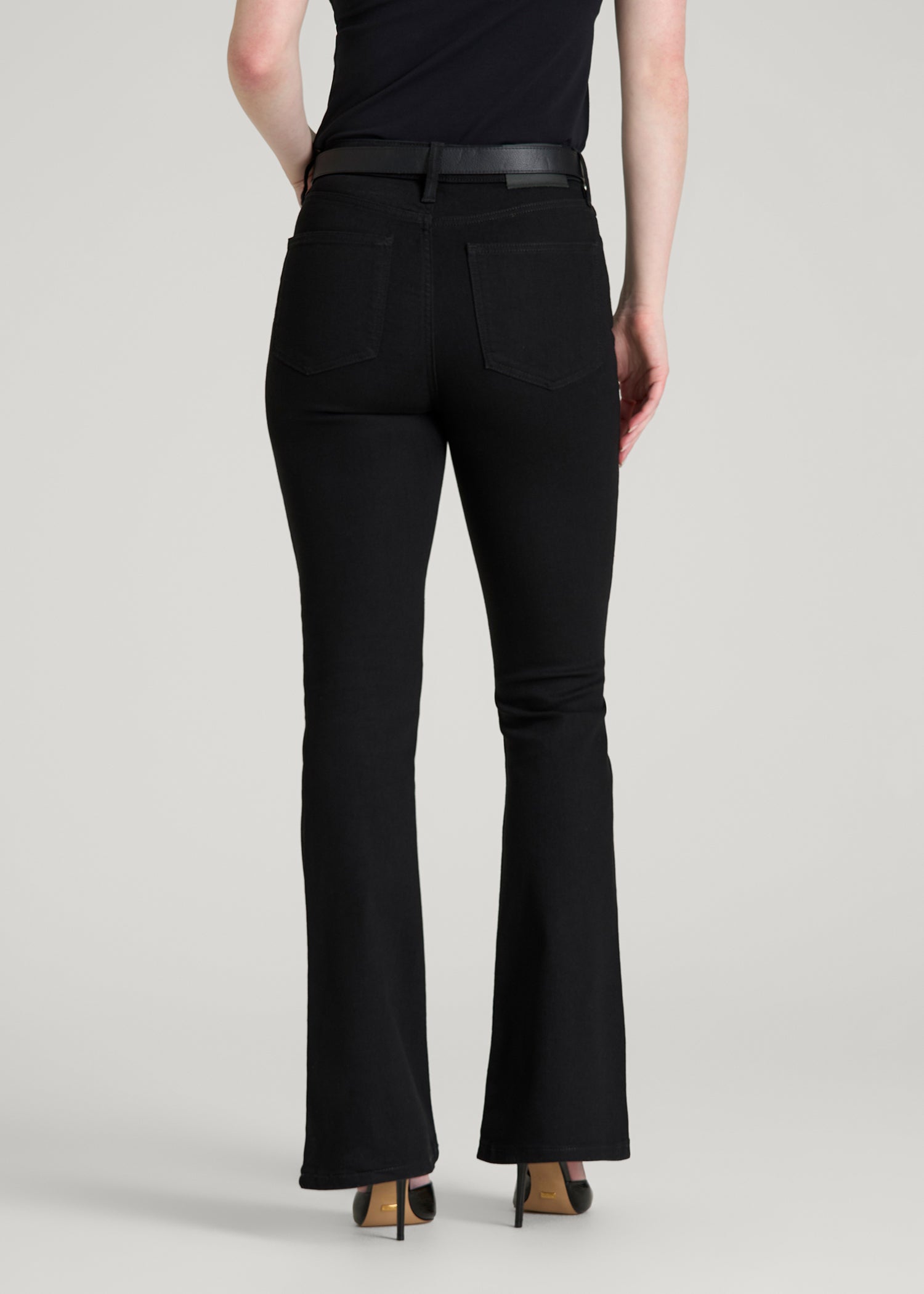 American Tall Discount | Chloe High Rise Flare Jeans for Tall Women in Optimum Black