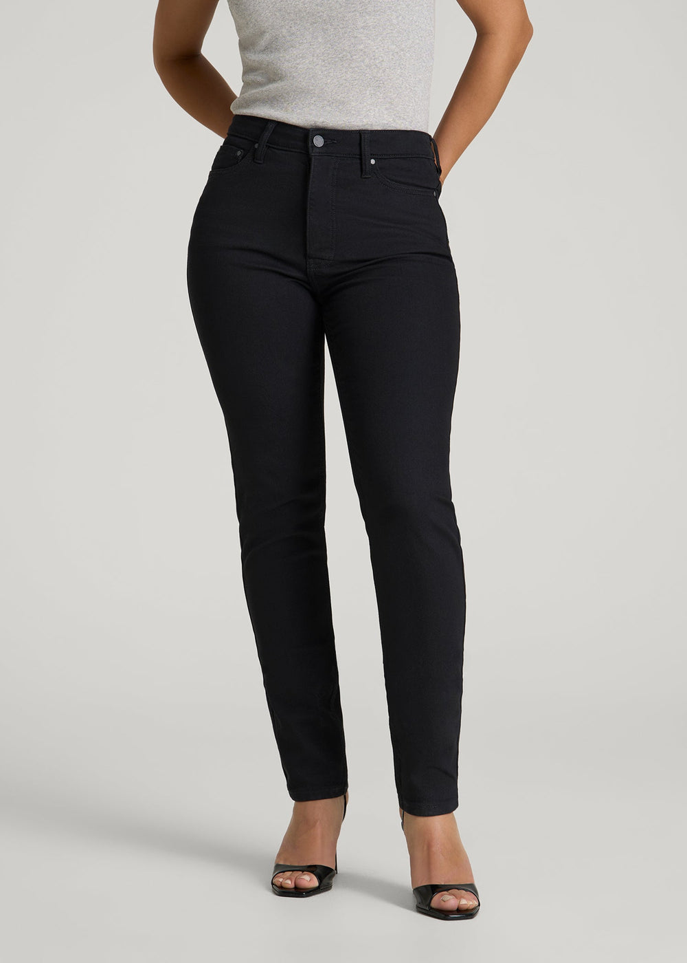 American Tall Sale | Curve High Rise Skinny Leg Jeans for Tall Women in Optimum Black