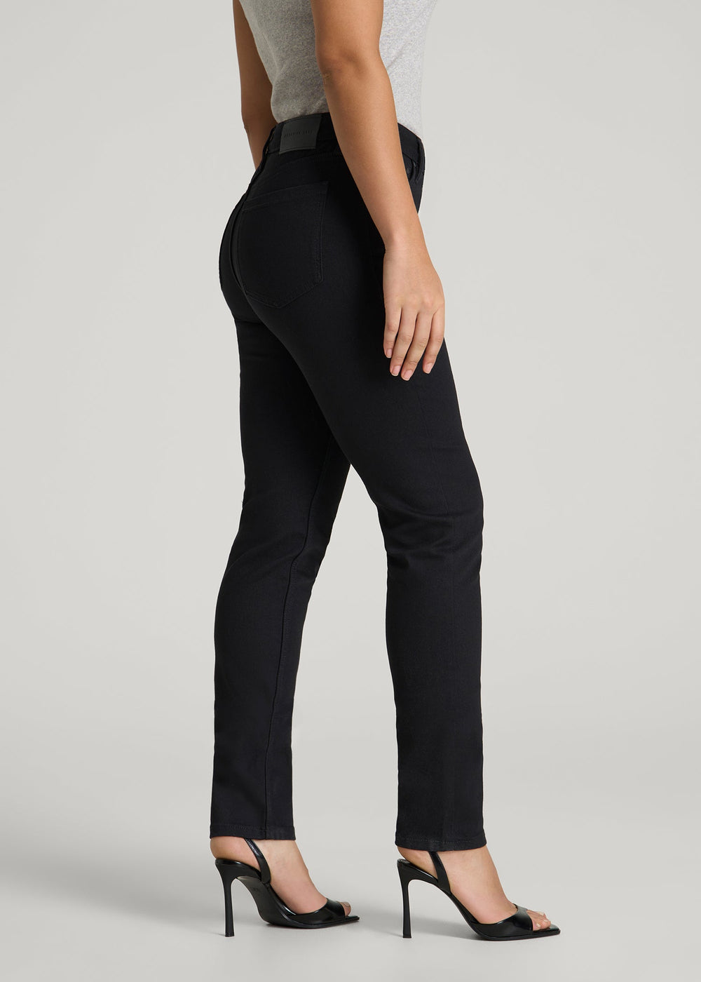 American Tall Sale | Curve High Rise Skinny Leg Jeans for Tall Women in Optimum Black