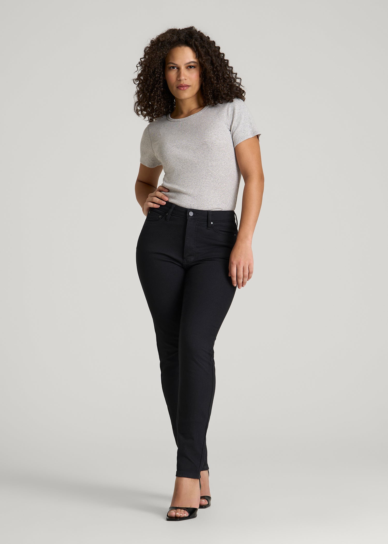 American Tall Sale | Curve High Rise Skinny Leg Jeans for Tall Women in Optimum Black