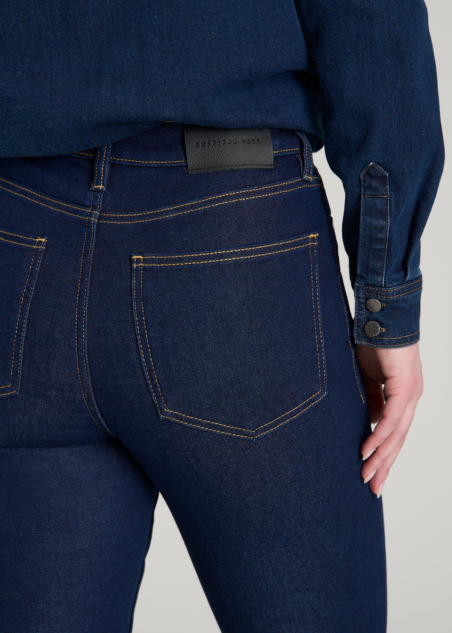American Tall Outlet | Chloe High Rise Flare Jeans for Tall Women in Deep Indigo Wash