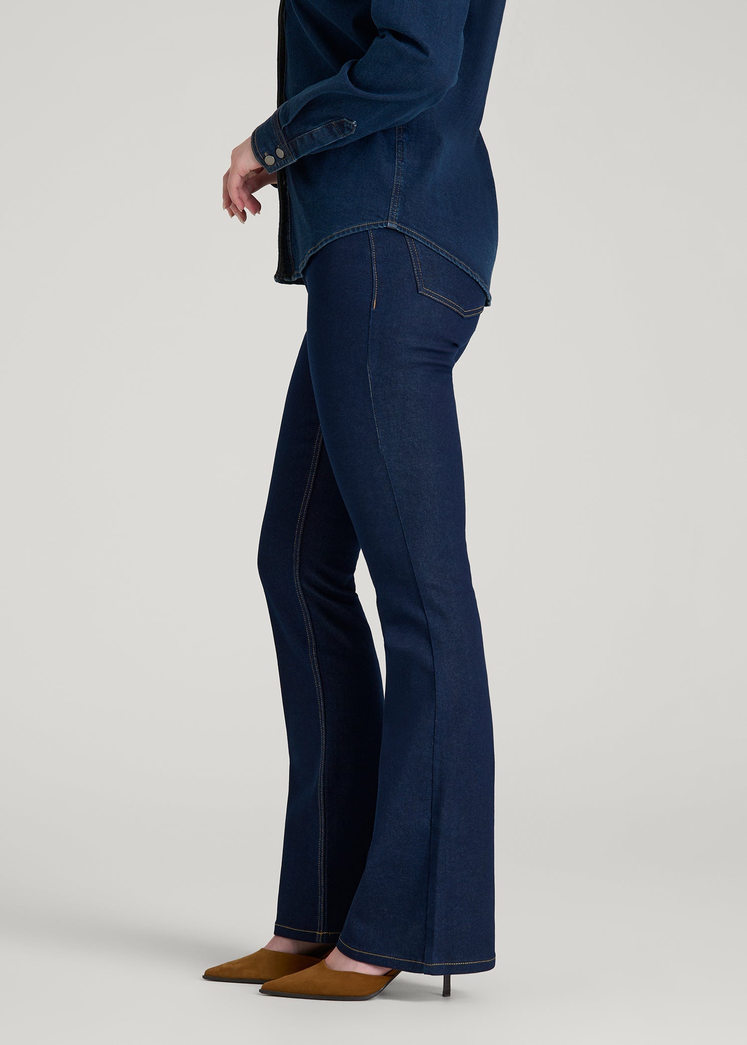 American Tall Outlet | Chloe High Rise Flare Jeans for Tall Women in Deep Indigo Wash