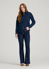 American Tall Outlet | Chloe High Rise Flare Jeans for Tall Women in Deep Indigo Wash