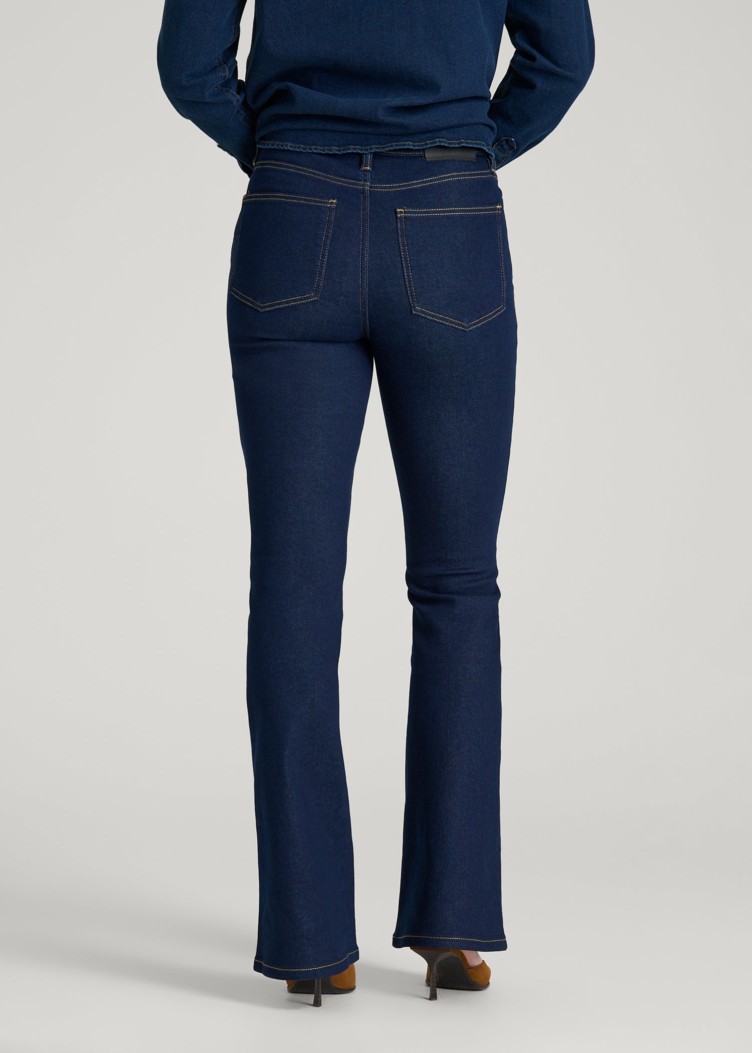 American Tall Outlet | Chloe High Rise Flare Jeans for Tall Women in Deep Indigo Wash