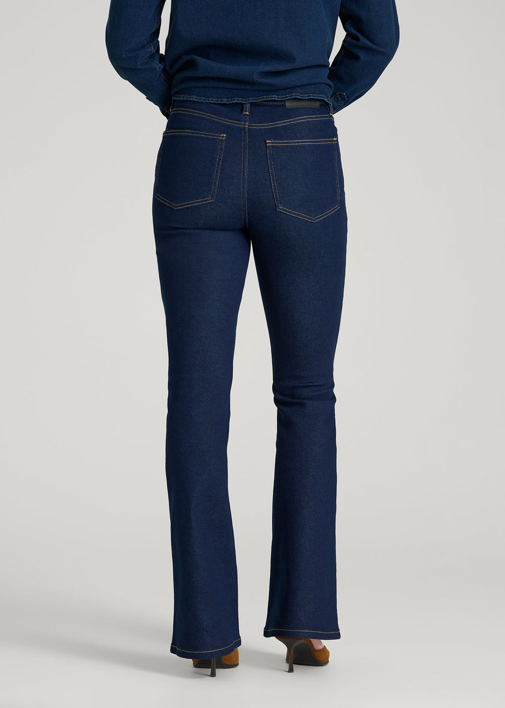 American Tall Outlet | Chloe High Rise Flare Jeans for Tall Women in Deep Indigo Wash