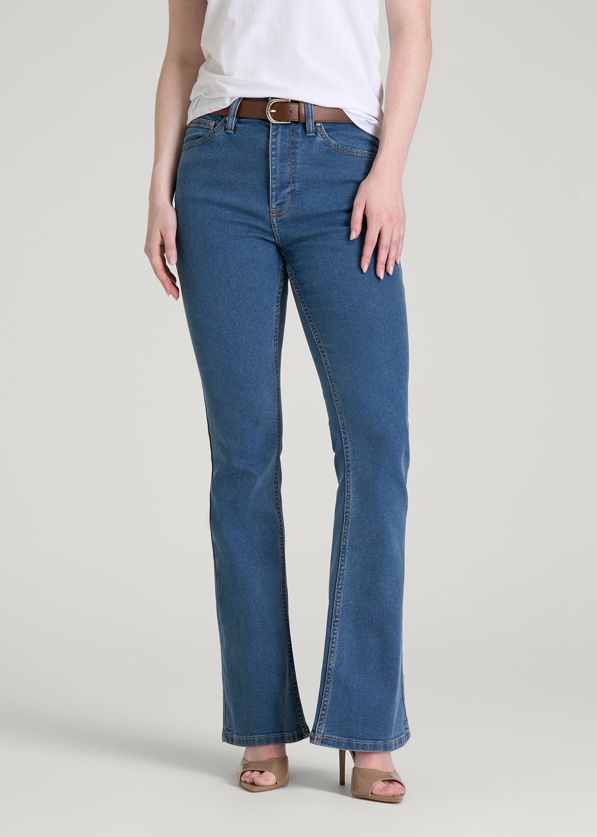American Tall For Sale | Chloe High Rise Flare Jeans for Tall Women in New Colorado Blue