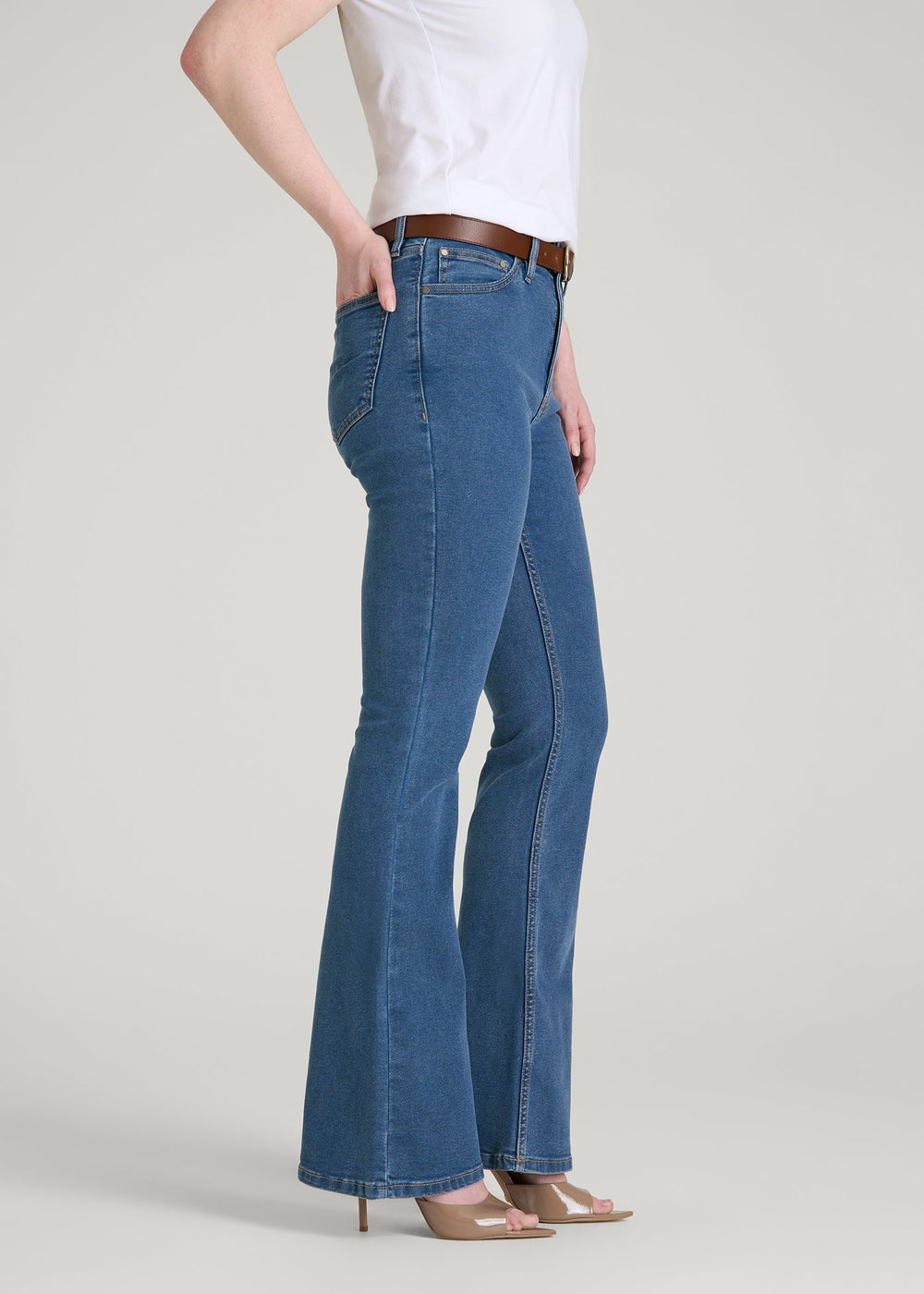 American Tall For Sale | Chloe High Rise Flare Jeans for Tall Women in New Colorado Blue