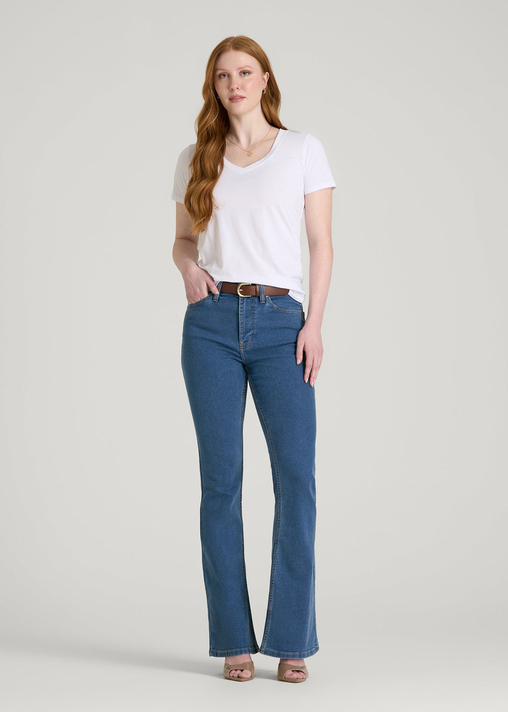 American Tall For Sale | Chloe High Rise Flare Jeans for Tall Women in New Colorado Blue
