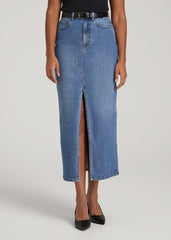 American Tall Sale | Denim Maxi Skirt for Tall Women in Colorado Blue