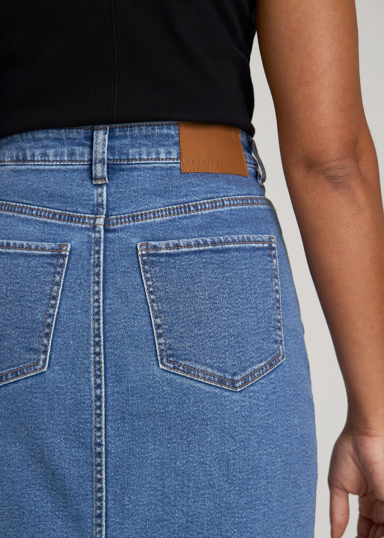 American Tall Sale | Denim Maxi Skirt for Tall Women in Colorado Blue