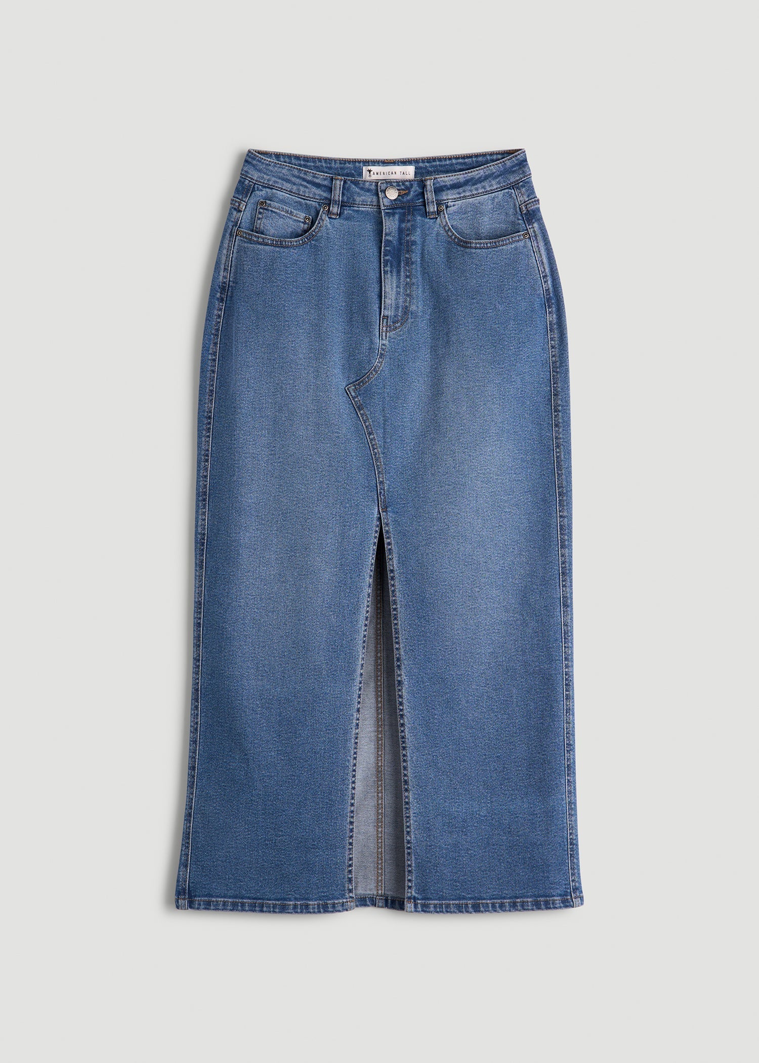 American Tall Sale | Denim Maxi Skirt for Tall Women in Colorado Blue