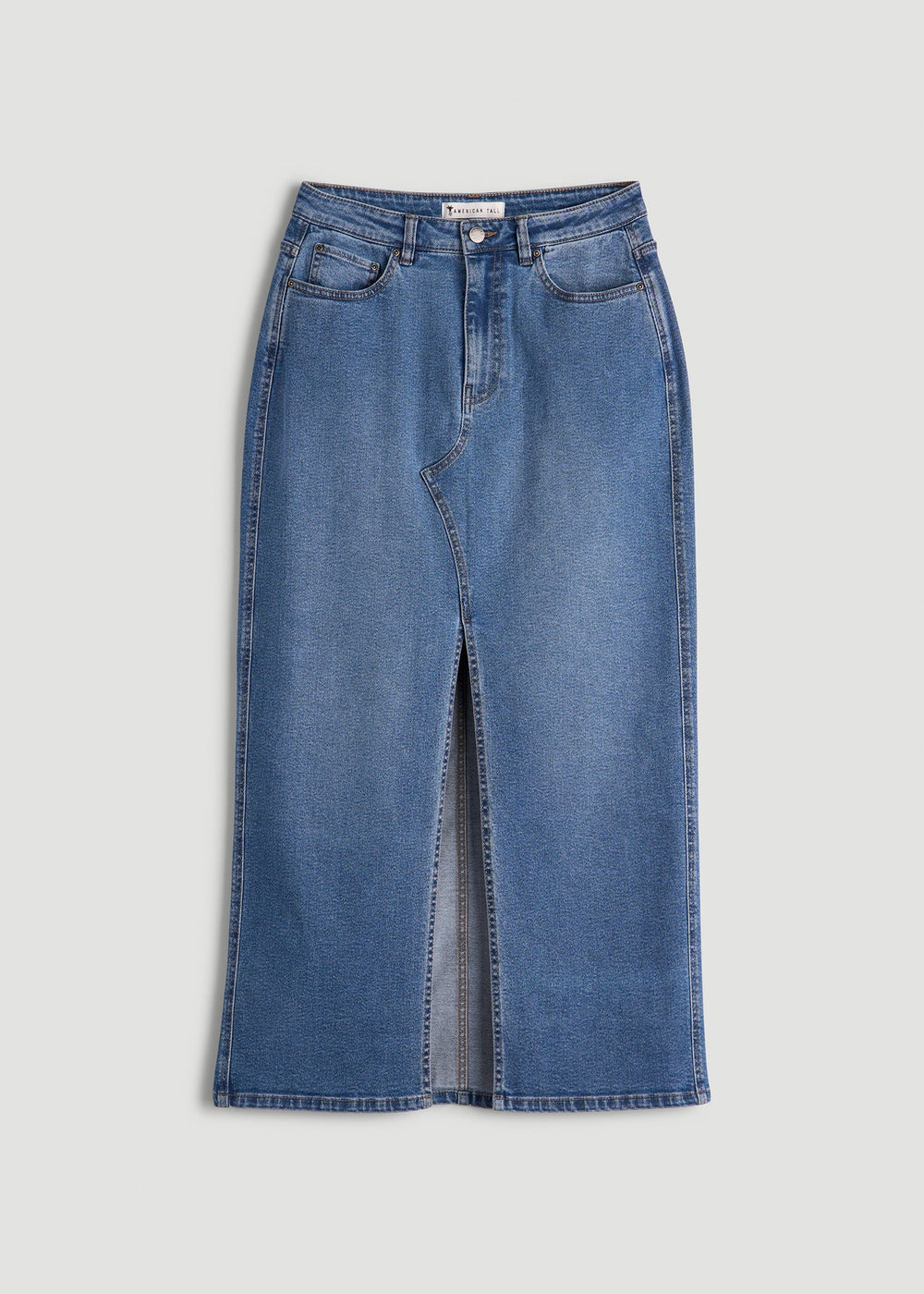 American Tall Sale | Denim Maxi Skirt for Tall Women in Colorado Blue