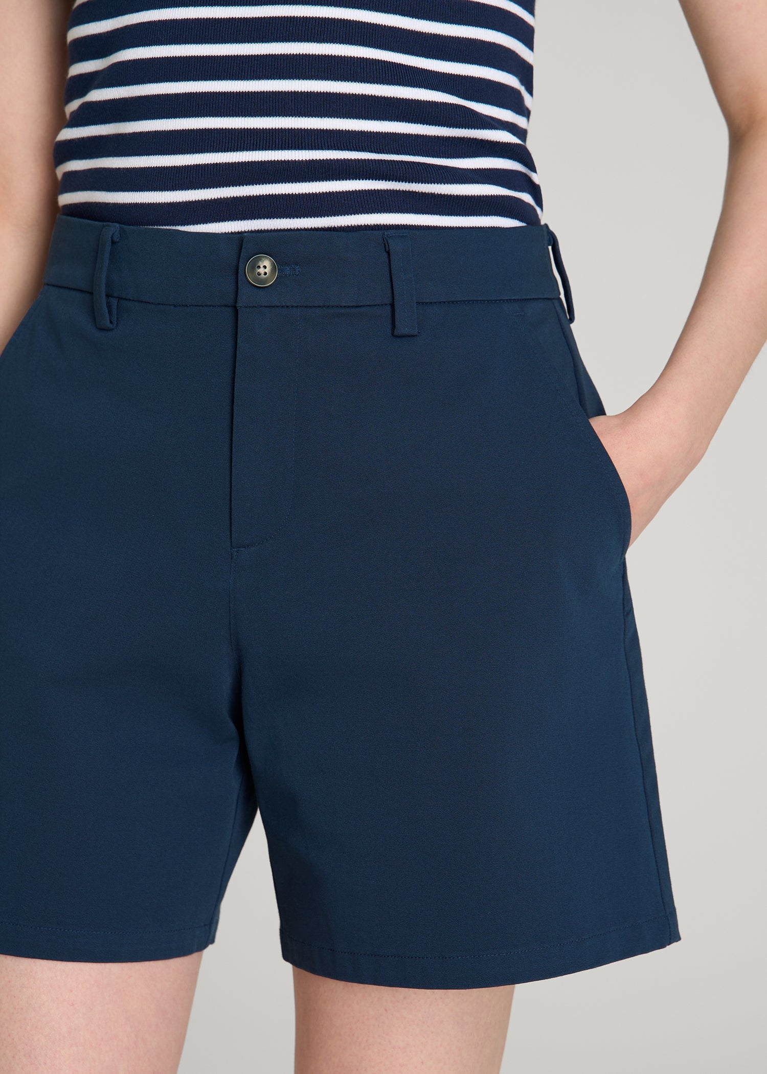 American Tall For Sale | Stretch Commuter Chino Shorts for Tall Women in Navy Blue