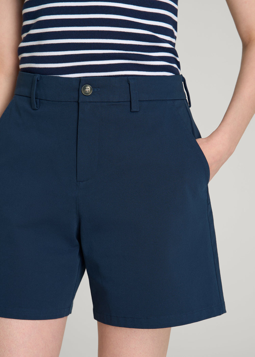 American Tall For Sale | Stretch Commuter Chino Shorts for Tall Women in Navy Blue