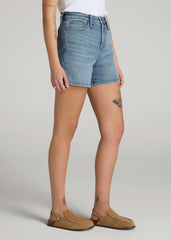 American Tall Online Shop | High Rise Denim Shorts for Tall Women in Heritage Faded