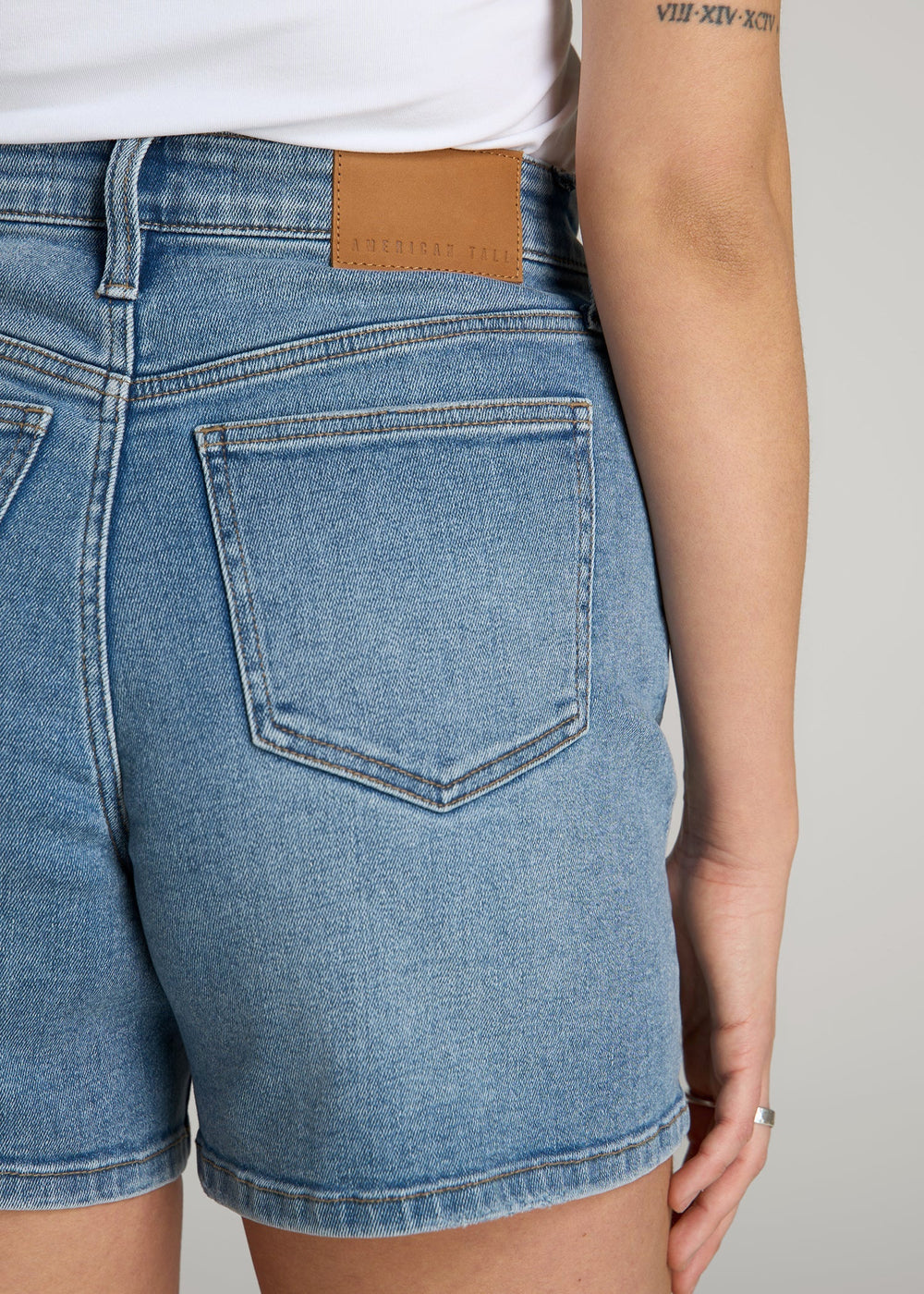 American Tall Online Shop | High Rise Denim Shorts for Tall Women in Heritage Faded