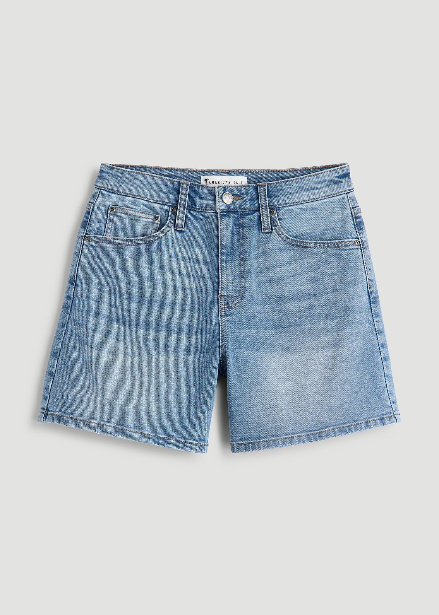 American Tall Online Shop | High Rise Denim Shorts for Tall Women in Heritage Faded