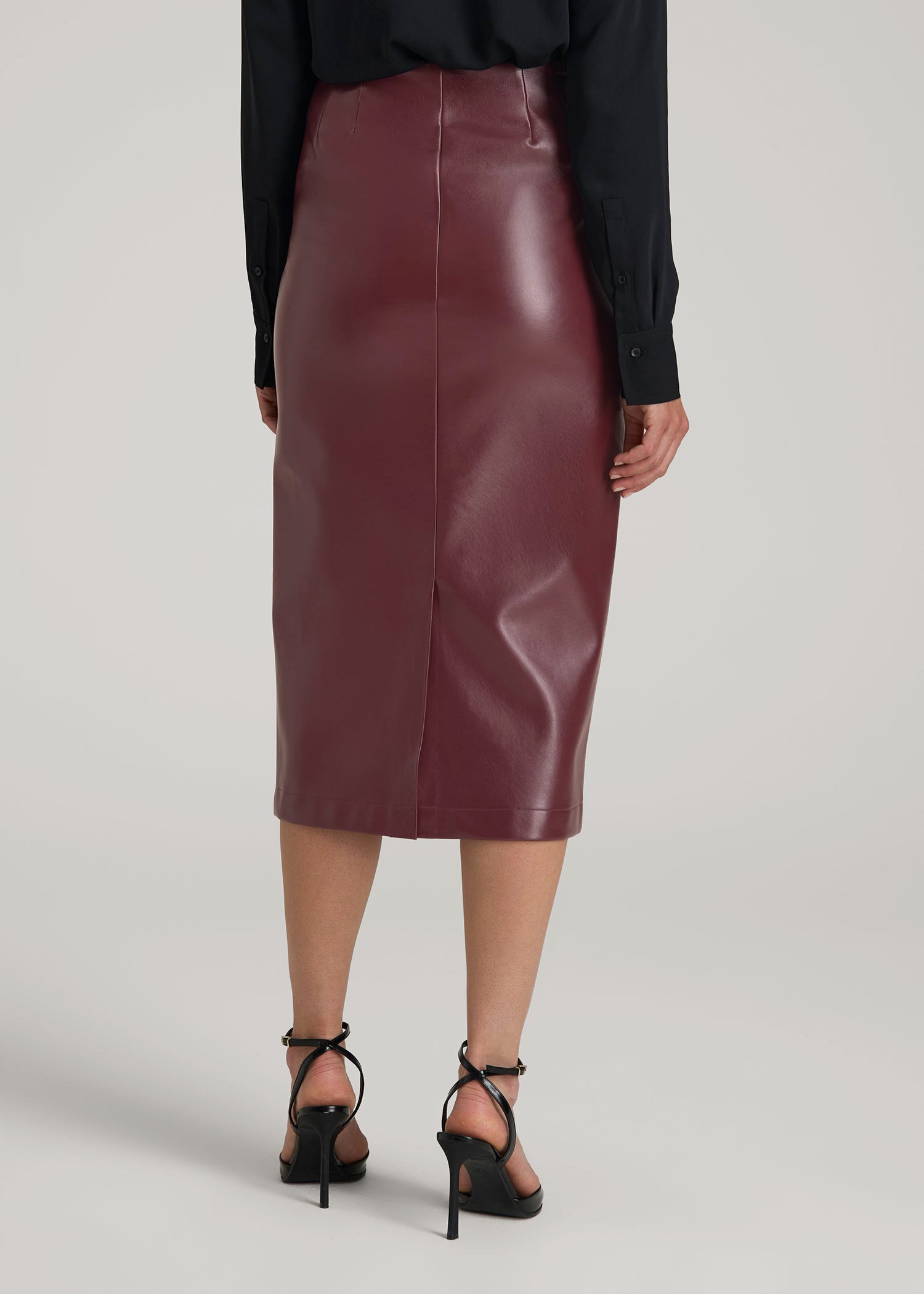 American Tall Discount | True Touch Leather Pencil Skirt for Tall Women in Port Royale