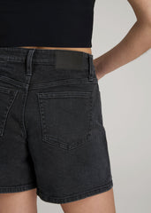 American Tall Discount | High Rise Denim Shorts for Tall Women in Onyx Black Wash