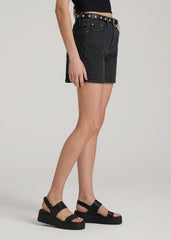 American Tall Discount | High Rise Denim Shorts for Tall Women in Onyx Black Wash