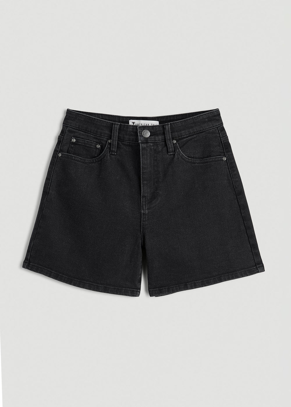 American Tall Discount | High Rise Denim Shorts for Tall Women in Onyx Black Wash
