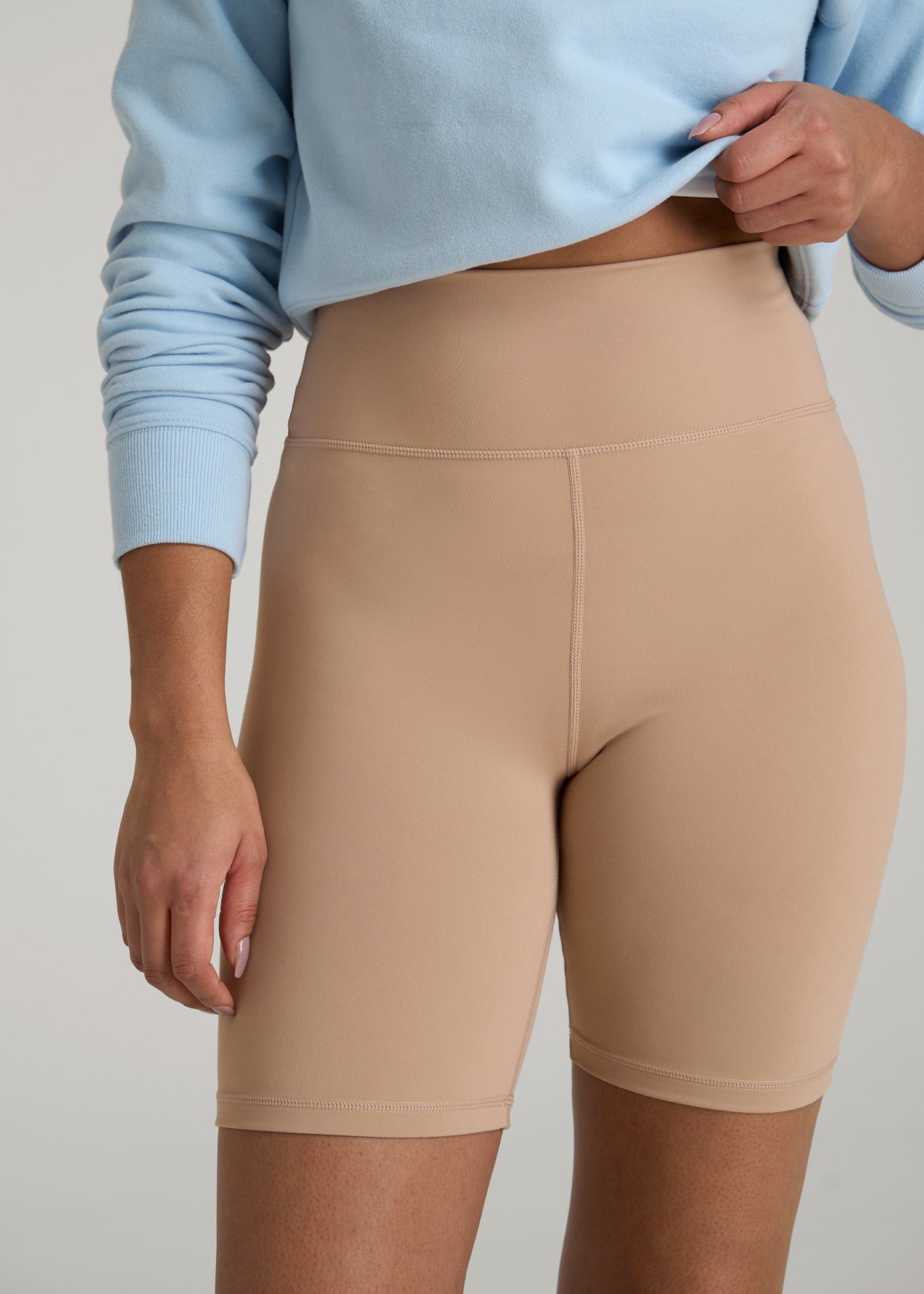American Tall Outlet | Balance Bike Shorts for Tall Women in Sun Tan