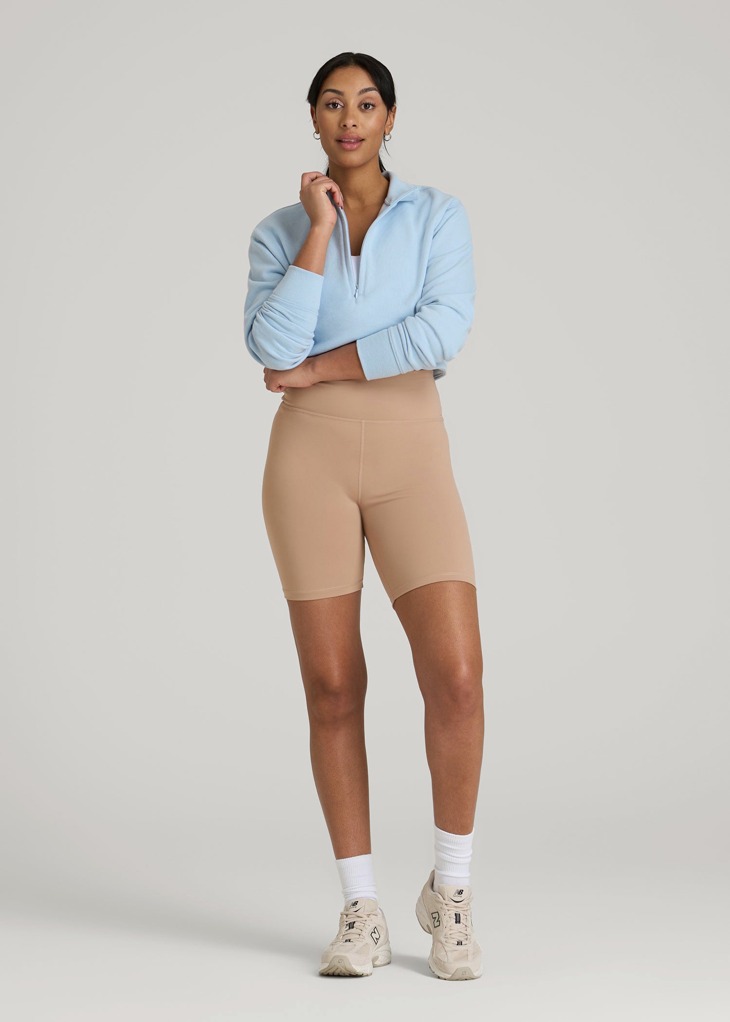 American Tall Outlet | Balance Bike Shorts for Tall Women in Sun Tan