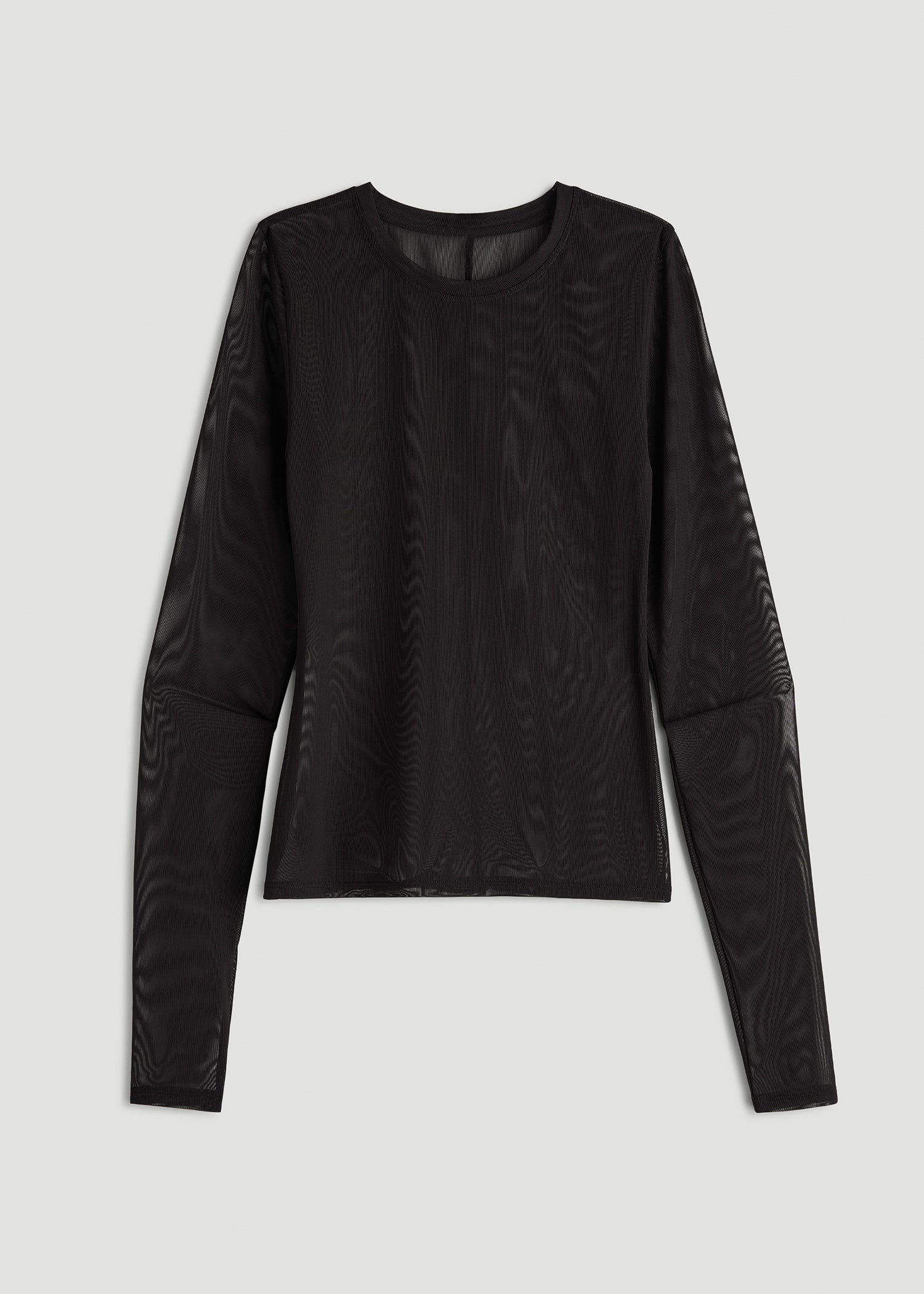 American Tall Discount | Power Mesh Fitted Long Sleeve Top for Tall Women in Deep Black