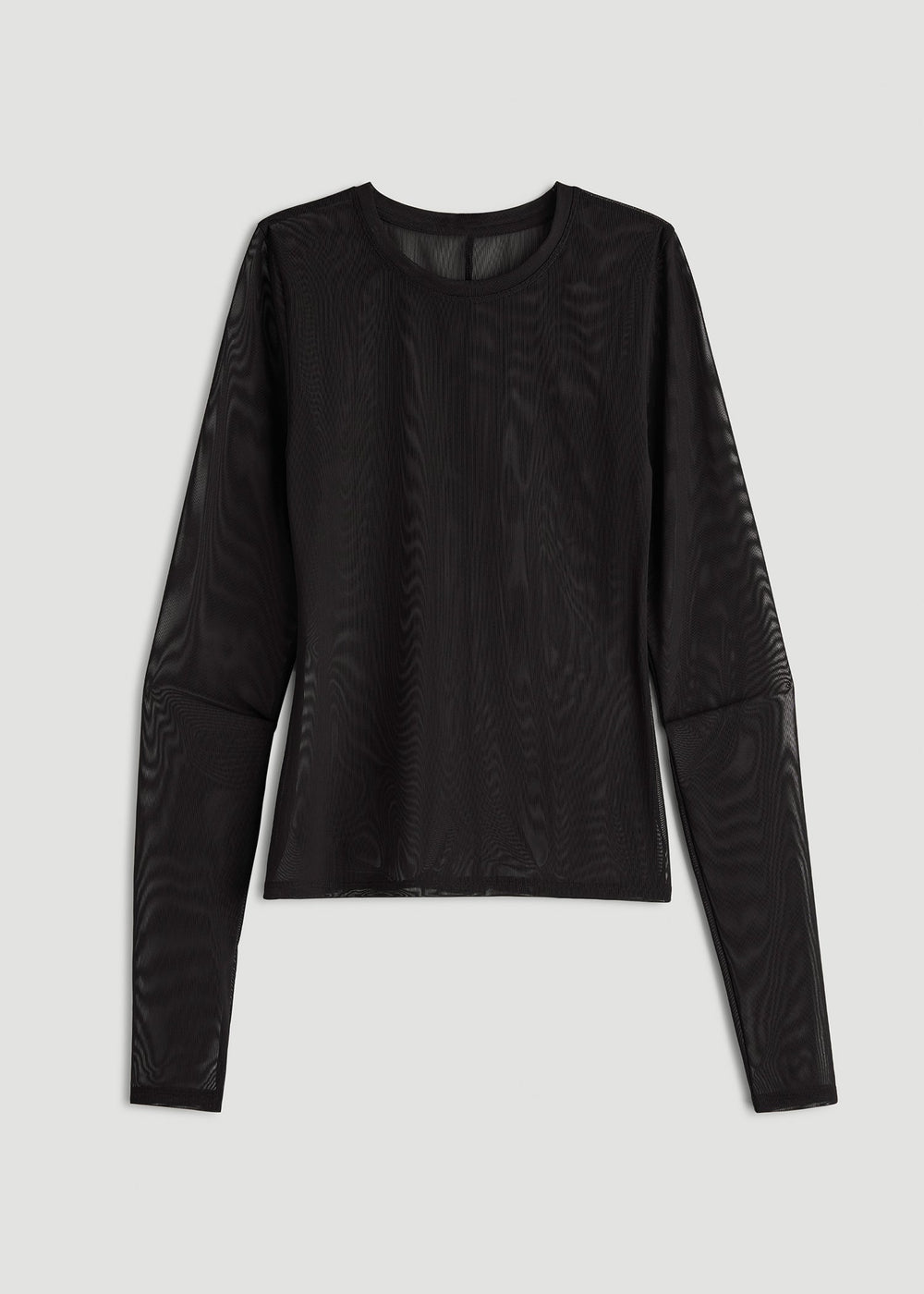 American Tall Discount | Power Mesh Fitted Long Sleeve Top for Tall Women in Deep Black