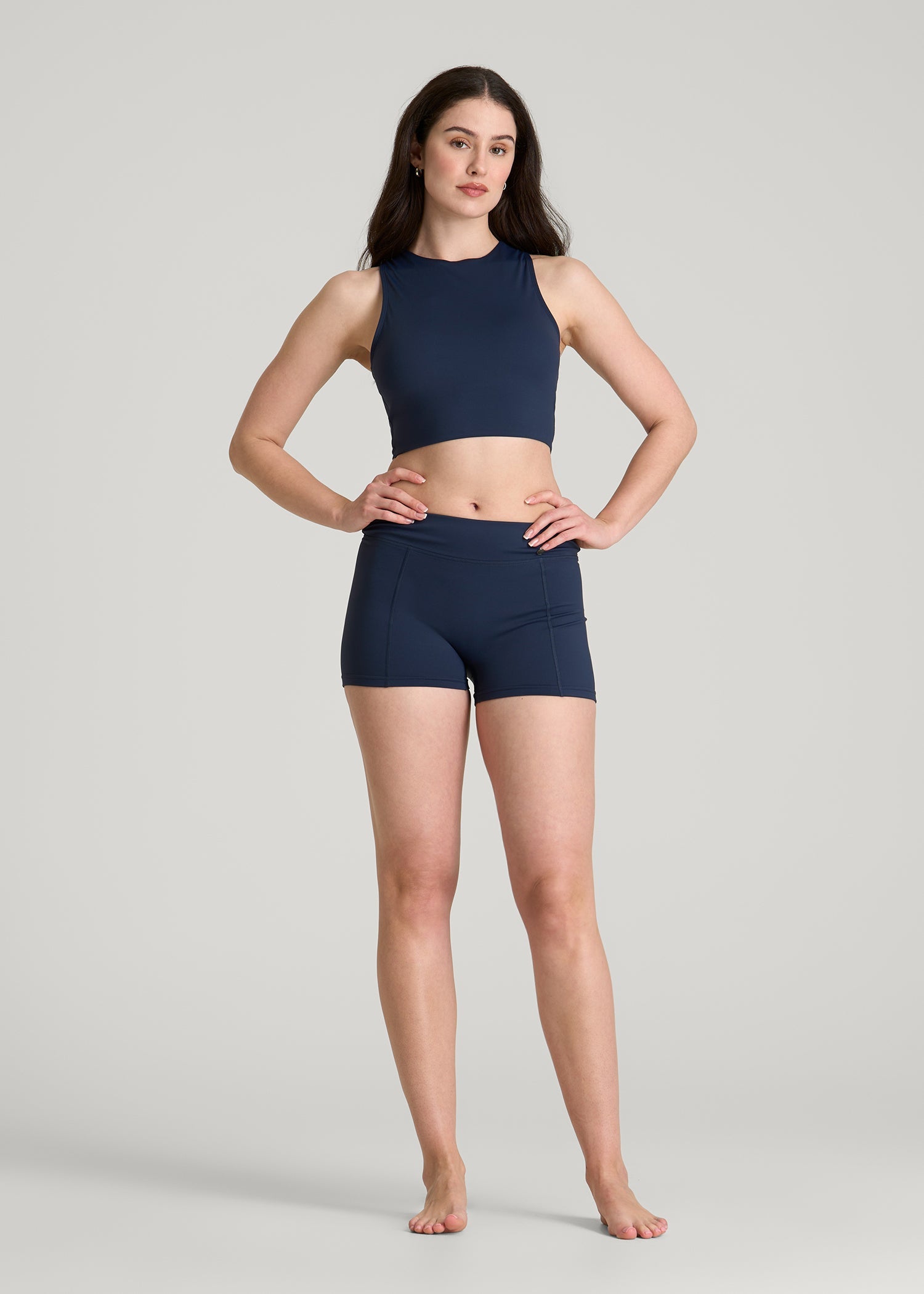 American Tall Online | Fitted Hybrid Shorts for Tall Women in Navy Blue