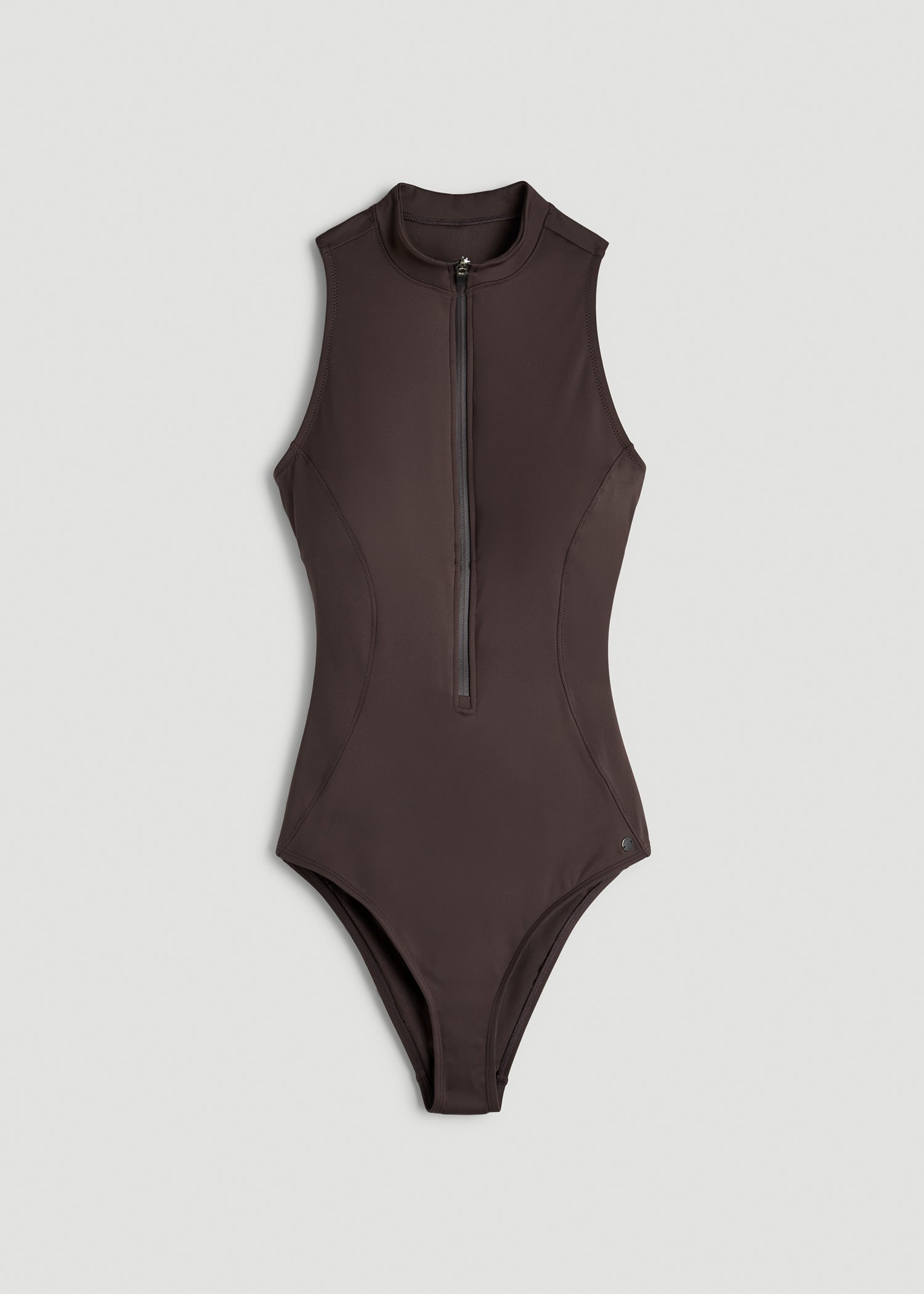 American Tall Sale | Quarter Zip Cinched One Piece Swimsuit for Tall Women in Espresso