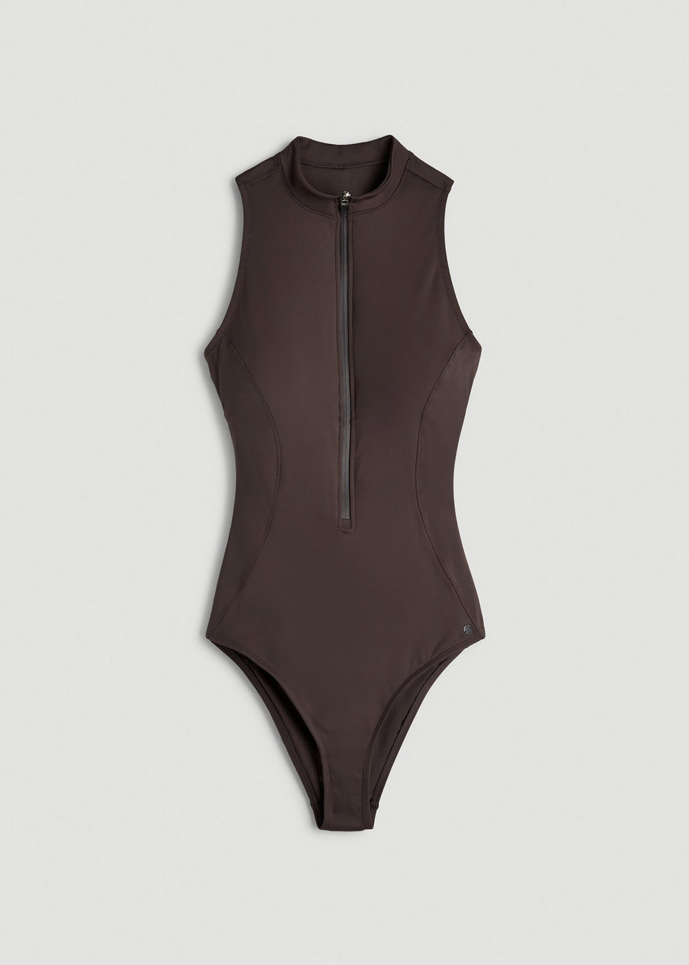 American Tall Sale | Quarter Zip Cinched One Piece Swimsuit for Tall Women in Espresso