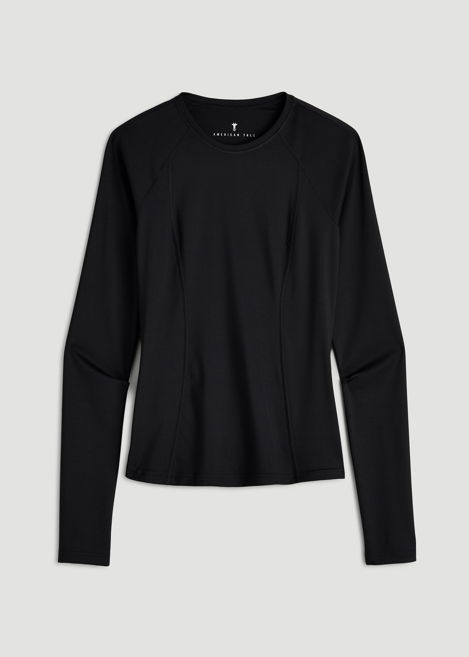 American Tall Outlet | Long Sleeve Crewneck Rashguard for Tall Women in Deep Black