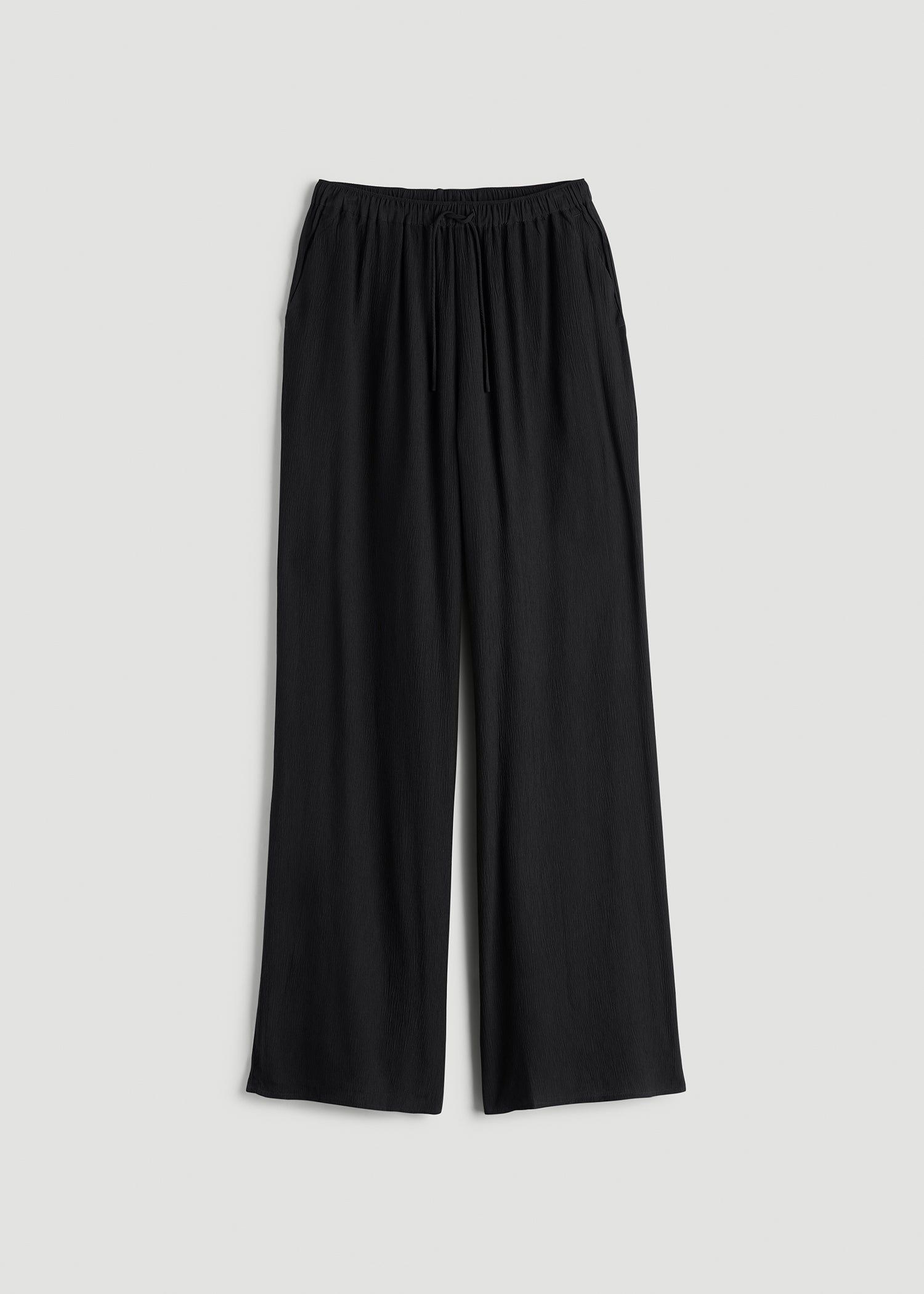 American Tall For Sale | Crinkle Pull-on Wide-leg Pants for Tall Women in Black