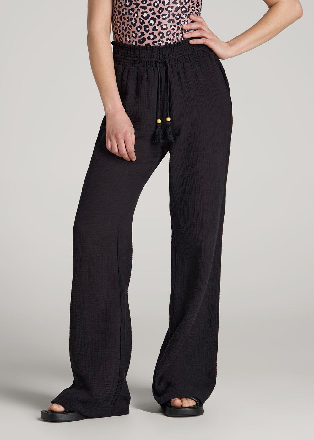 American Tall Online Shop | Gauze Cover Up Pants for Tall Women in Black