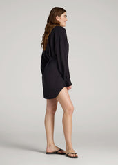 American Tall Sale | Gauze Shirt Dress for Tall Women in Black