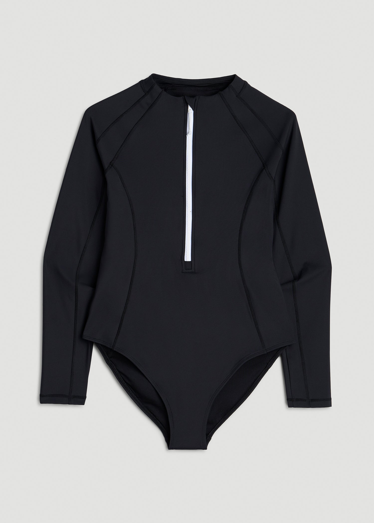American Tall Outlet | Long Sleeve UPF 50 One Piece Swimsuit for Tall Women in Black
