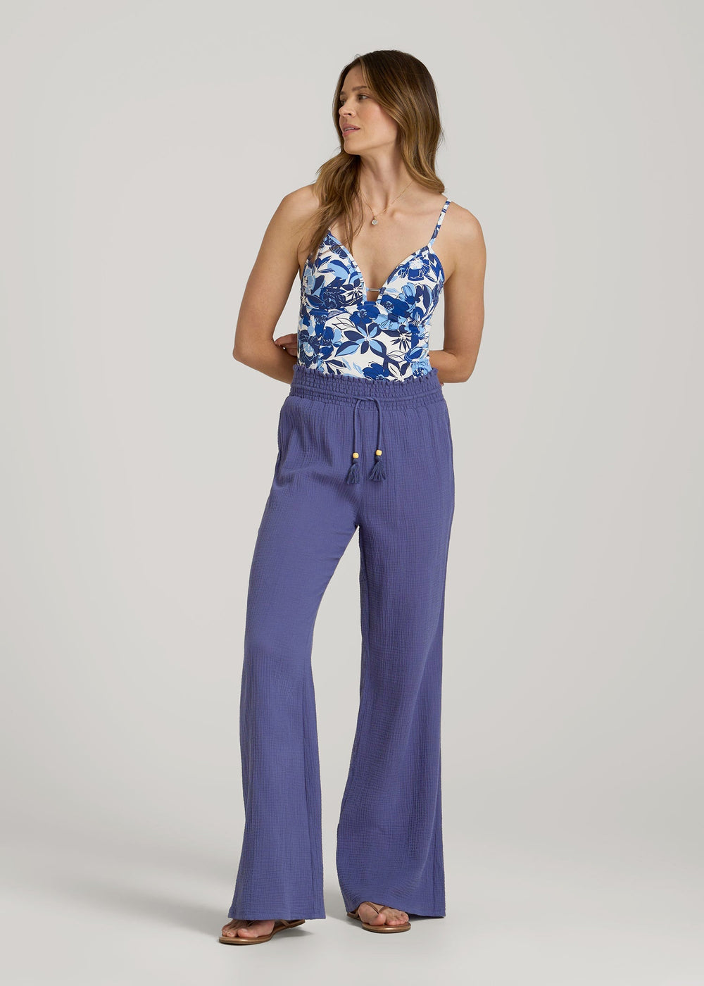 American Tall For Sale | Gauze Cover Up Pants for Tall Women in Future Dusk