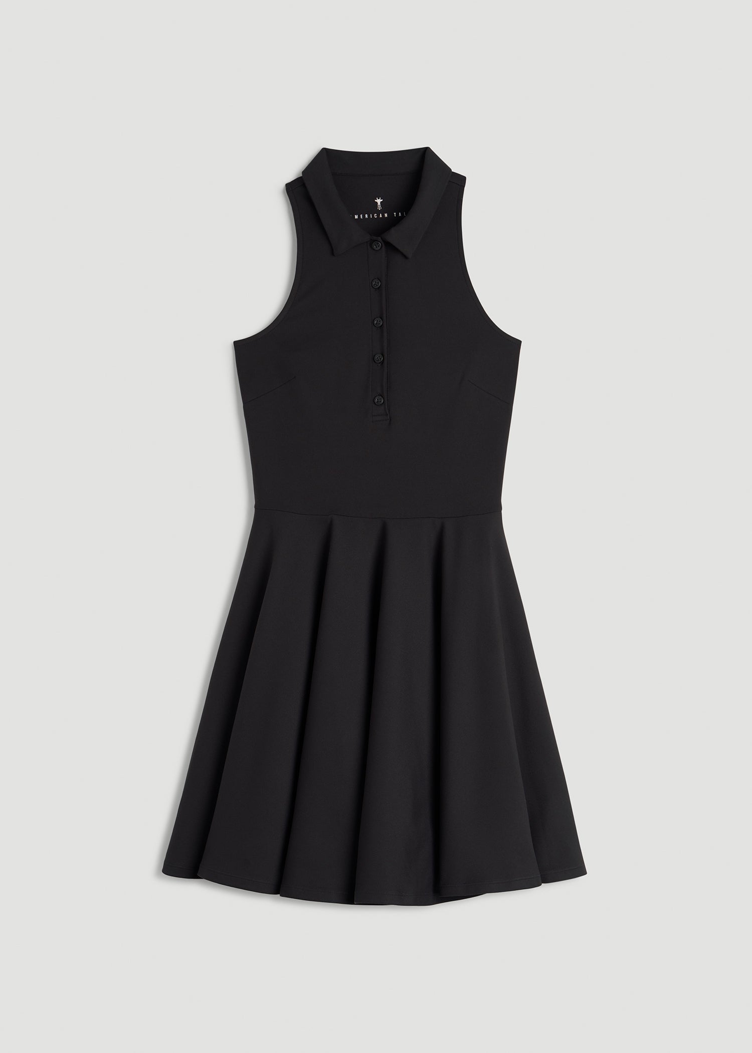 American Tall Discount | Balance Racerback Sleeveless Polo Dress for Tall Women in Black