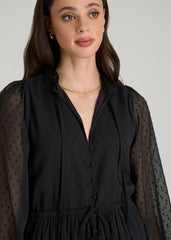 American Tall Online | Peasant Chiffon Mini Dress for Tall Women in Black