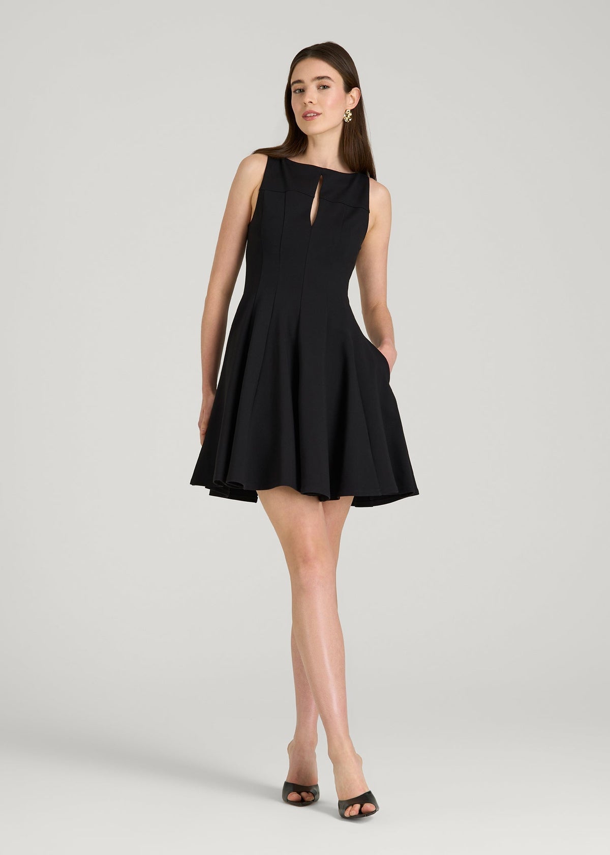 American Tall Sale | Soft Flex Ponte Mini Babydoll Dress for Tall Women in Black